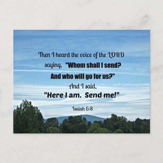 Jesaja 6:8 Dann hörte ich die Stimme des Herrn Postkarte (Vorderseite)