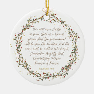 Jesaja 9:6 Denn uns ist ein Kind zum Weihnachten C Keramik Ornament