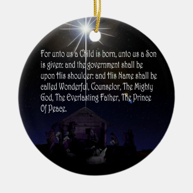 Jesaja-9:6 - VERZIERUNG BETHLEHEM des WEIHNACHTEN7 Keramikornament (Vorne)