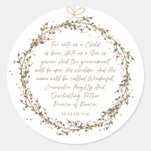 Jesaja 9:6 Weihnachtsbibelvers Runder Aufkleber