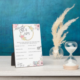 J'espionne Baby shower de jeu Plaque