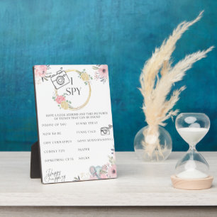 J'espionne Baby shower de jeu Plaque