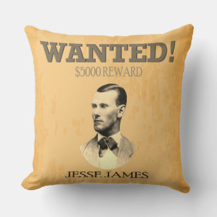 Jesse James American Outlaw Reward Poster Kissen