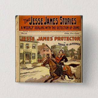 Jesse James Outlaw Bank Robber Comic Book Button