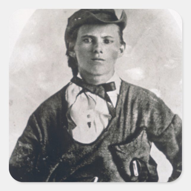 Jesse Woodson James (b/w Foto) Quadratischer Aufkleber (Vorderseite)