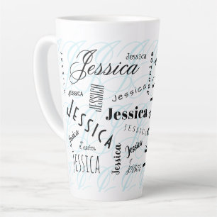 Jessica Benutzerdefinierter Name Schwarz Weiß Blau Milchtasse