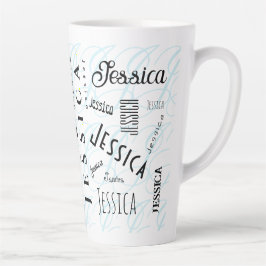 Jessica Benutzerdefinierter Name Schwarz Weiß Blau Milchtasse
