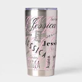 Jessica Custom Name Black Pink Thermobecher