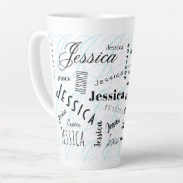 Jessica Custom Name Black White Blue Milchtasse