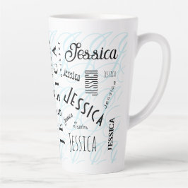 Jessica Custom Name Black White Blue Milchtasse