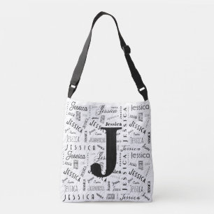Jessica Custom Name Schwarz Weiß Monogramm J Tragetaschen Mit Langen Trägern