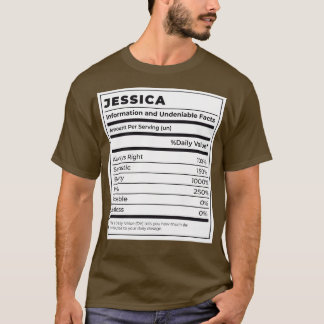 JESSICA: Funny Food Label Female Ingredients T-Shirt