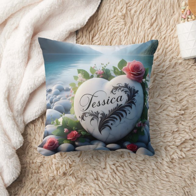 Jessica Herzstein am See Kissen (Decke)