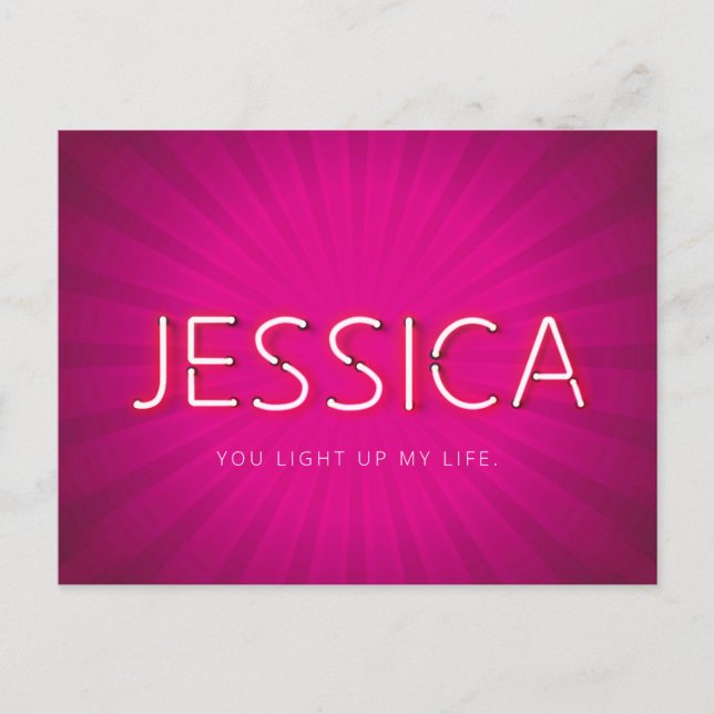 Jessica Name in leuchtenden Neonleuchten Postkarte (Vorderseite)