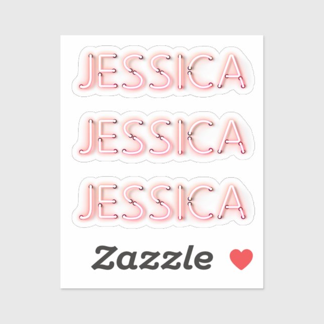 Jessica Name in leuchtenden Neonleuchten x3 Aufkleber (Blatt)