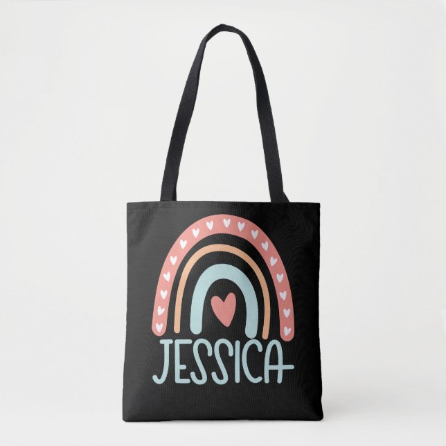 Jessica Name Personalisiert Rainbow Tasche (Vorderseite)