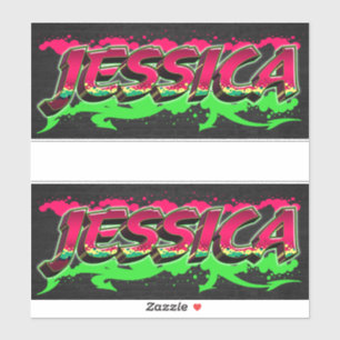 Jessica Prénom Nom Graffiti Autocollants