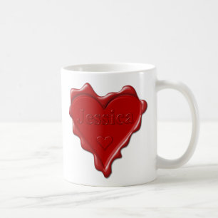 Jessica. Rotes Herzwachs-Siegel mit Namensjessica Kaffeetasse