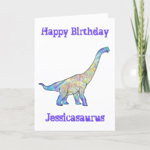 Jessica Saurus Bunter Brachiosaurus Dinosaur Feiertagskarte