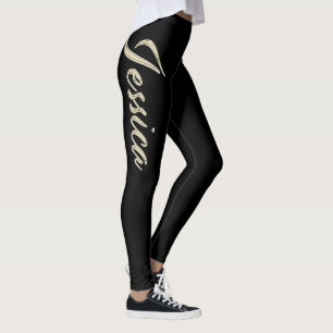 Jessica white gold Handwriting Hose Leggings
