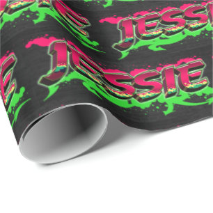 Jessie Vorname Name Graffiti red green Geschenkpapier