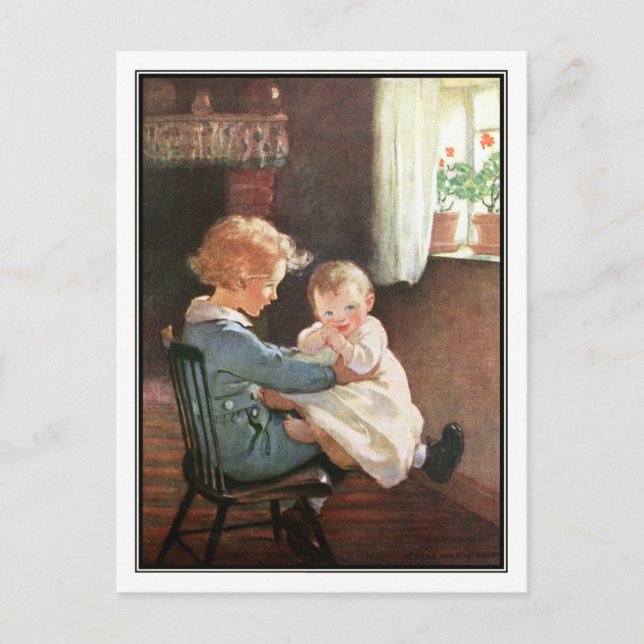 Jessie Willcox Smith - Vintager Junge und Baby Postkarte (Vorderseite)