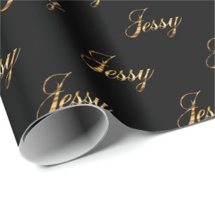 Jessy gold Design Lettering Geschenkpapier