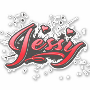 Jessy red Heart Graffiti Aufkleber Sticker