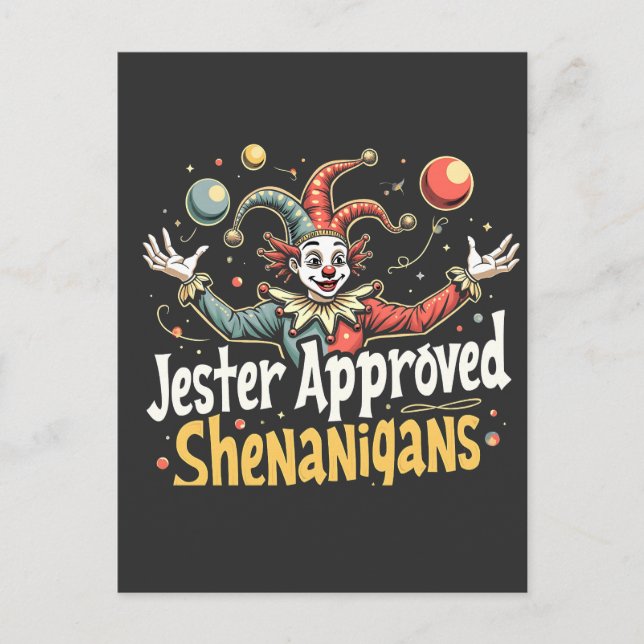 Jester Approved Shenanigans Circus Clown Postkarte (Vorderseite)
