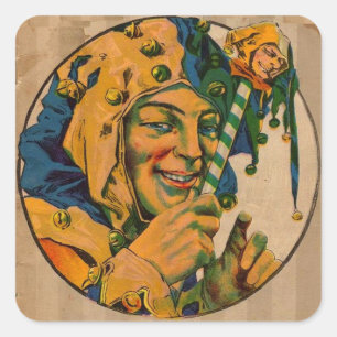 Jester aus den 1920er Jahren Quadratischer Aufkleber