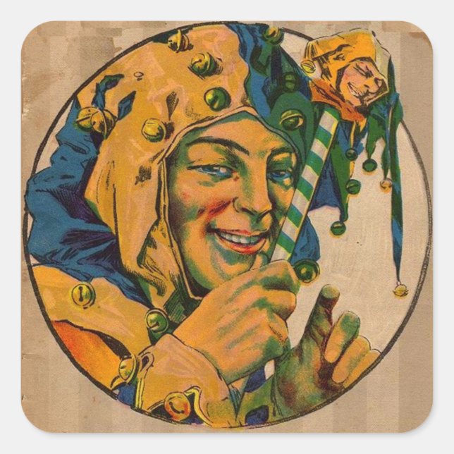 Jester aus den 1920er Jahren Quadratischer Aufkleber (Vorderseite)