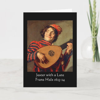 Jester avec une carte de voeux en lecture