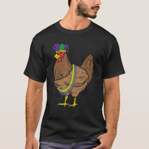 Jester Chicken Beads Mardi Gras Funny Farm Men T-Shirt