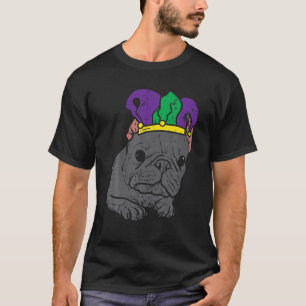 Jester French Bulldog Face Mardi Gras Funny Franzö T-Shirt
