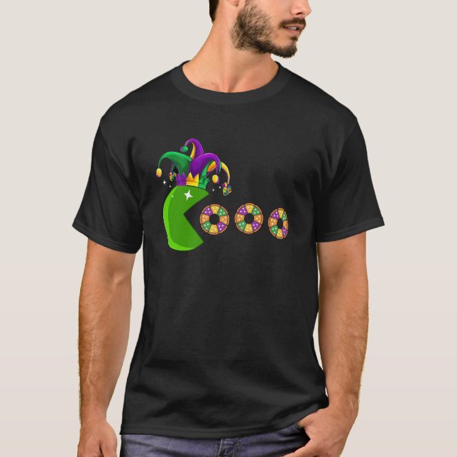 Jester Hat Eating King Cakes Mardi Gras Festival T-Shirt (Vorderseite)