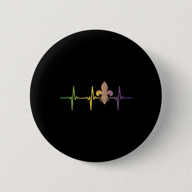 Jester Hat Heartbeat Nurse Funny Mardi Gras Carniv Button (Vorderseite)