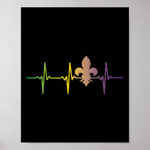 Jester Hat Heartbeat Nurse Funny Mardi Gras Carniv Poster