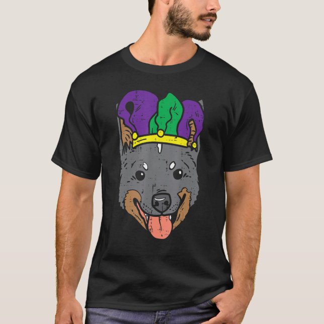 Jester Hat Heeler Face Mardi Gras Cattle Dog Men W T-Shirt (Vorderseite)