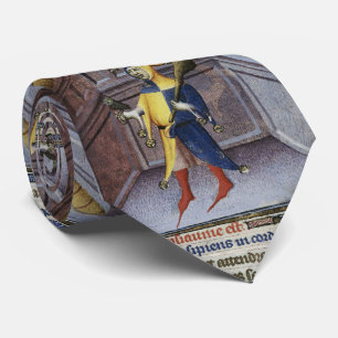 JESTER HOLING OWL MEDIEVAL MANUSCRIPT KRAWATTE