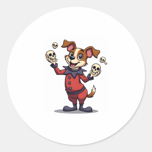 Jester Jack Russell Runder Aufkleber (Vorderseite)