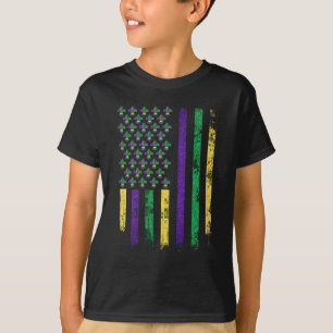 Jester Mardi Gras, lila-Gelbe US-Flagge T-Shirt