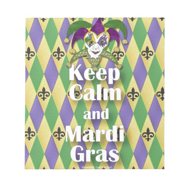 Jester Mask Behielt Calm und Mardi Gras Notizblock (Vorderseite)