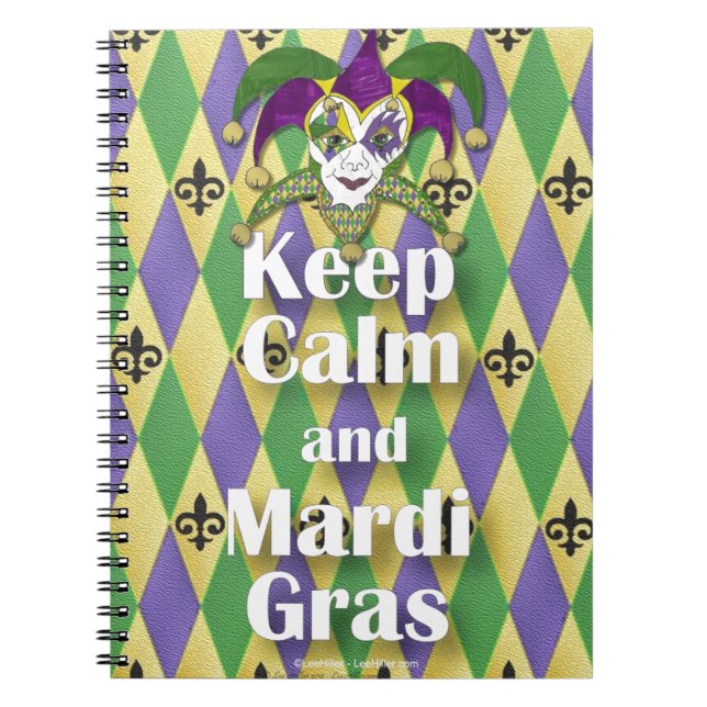 Jester Mask Behielt Calm und Mardi Gras Notizblock (Vorderseite)