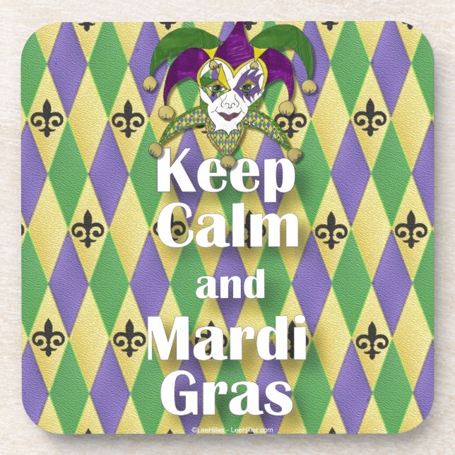 Jester Mask Keep Calm and Mardi Gras Untersetzer (Vorderseite)