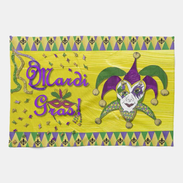 Jester Mask Mardi Gras Harlequin Geschirrtuch (Horizontal)