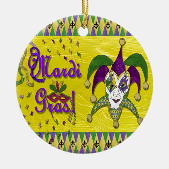 Jester Mask Mardi Gras Harlequin Keramik Ornament (Vorne)