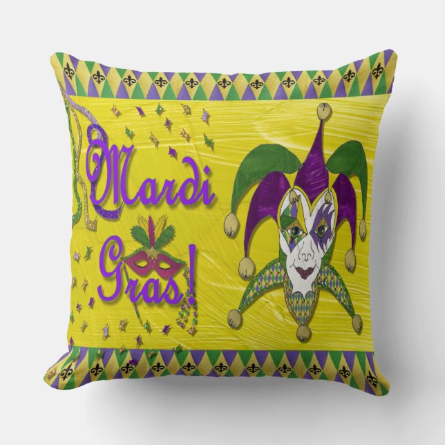 Jester Mask Mardi Gras Harlequin Kissen (Vorderseite)