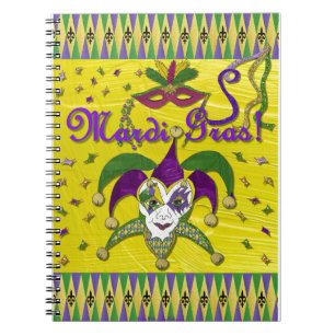 Jester Mask Mardi Gras Harlequin Notizblock