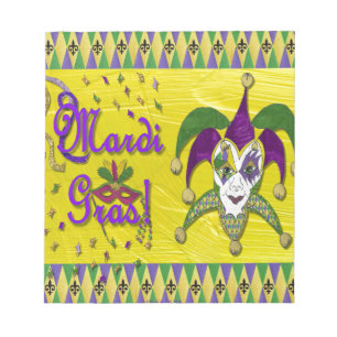 Jester Mask Mardi Gras Harlequin Notizblock