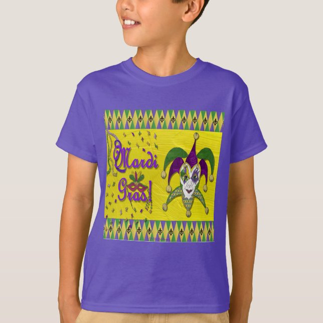 Jester Mask Mardi Gras Harlequin T-Shirt (Vorderseite)